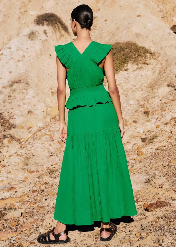 Online ME+EM Cheesecloth Maxi Dress Spring Green