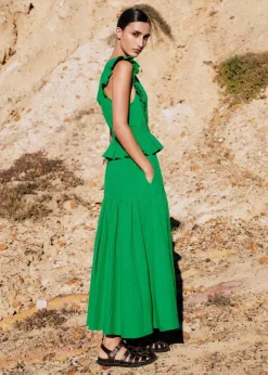 Online ME+EM Cheesecloth Maxi Dress Spring Green