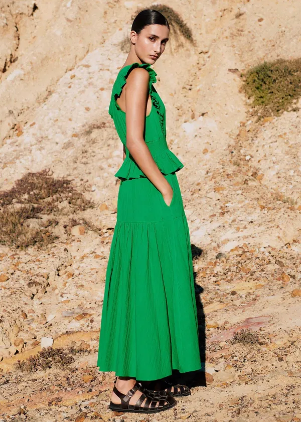 Online ME+EM Cheesecloth Maxi Dress Spring Green
