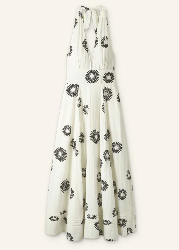 Clearance ME+EM Cheesecloth Modern Daisy Print Maxi Dress Cream/Black
