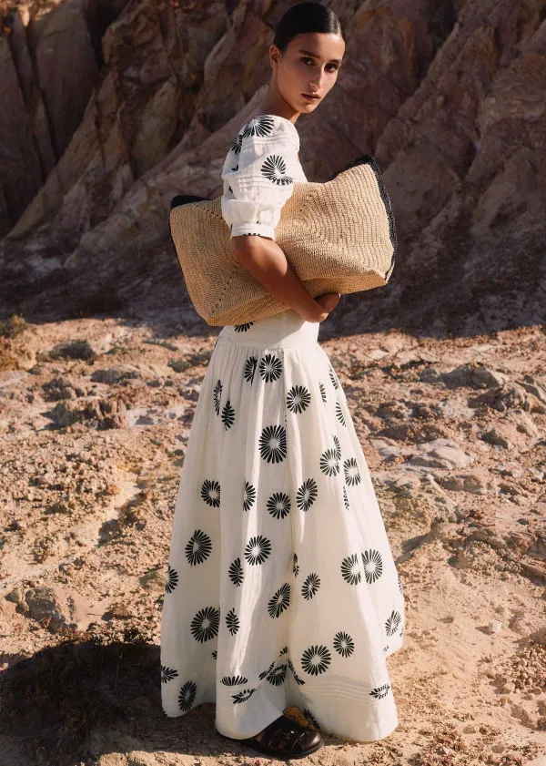 Clearance ME+EM Cheesecloth Modern Daisy Print Co-Ord Neutrals