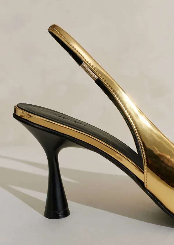 Outlet ME+EM Chisel Toe Metallic Slingback Gold