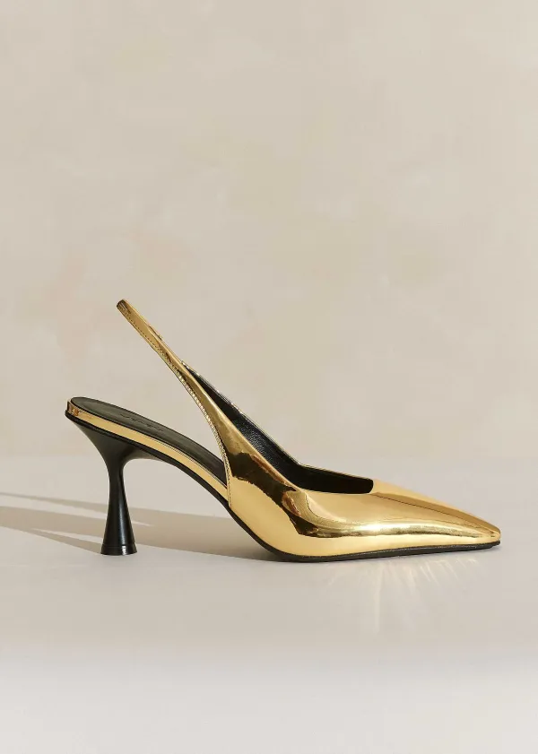 Outlet ME+EM Chisel Toe Metallic Slingback Gold