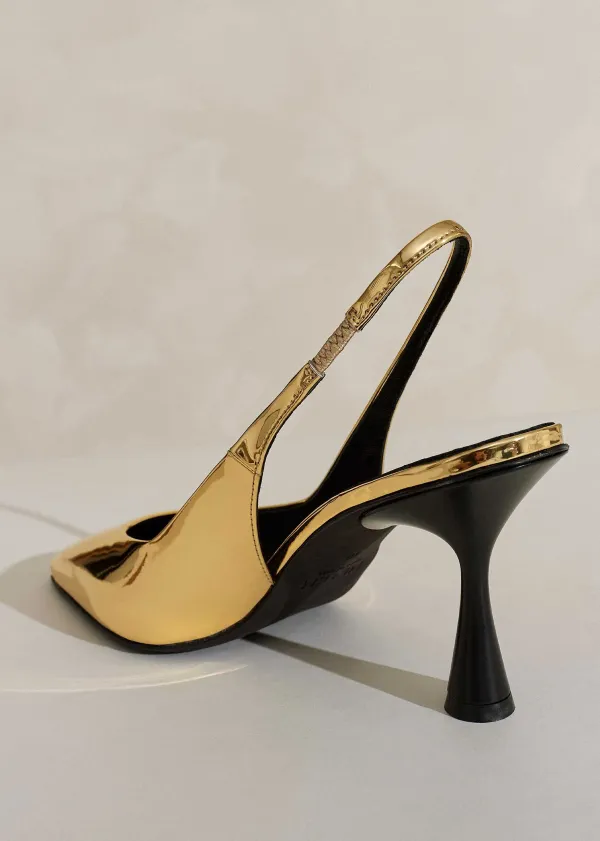 Outlet ME+EM Chisel Toe Metallic Slingback Gold