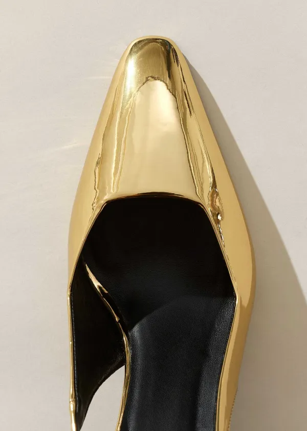 Outlet ME+EM Chisel Toe Metallic Slingback Gold
