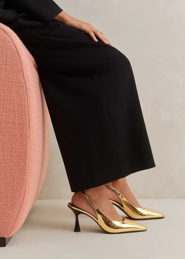 Outlet ME+EM Chisel Toe Metallic Slingback Gold