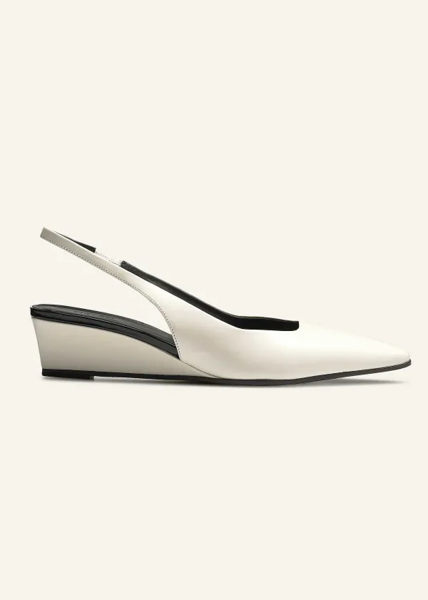 ME+EM Chisel Toe Wedge Slingback Off White