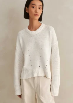 Clearance ME+EM Chunky Cotton Curved Hem Jumper Fresh White