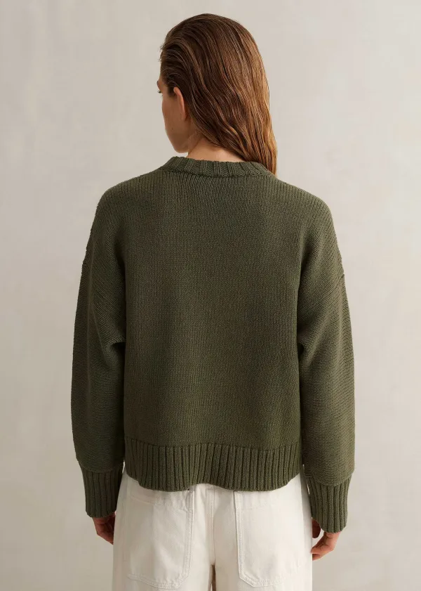ME+EM Chunky Cotton Curved Hem Jumper Light Khaki