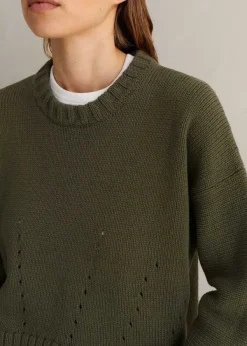 ME+EM Chunky Cotton Curved Hem Jumper Light Khaki