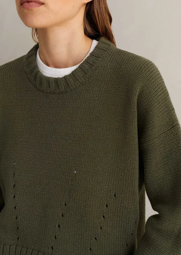 ME+EM Chunky Cotton Curved Hem Jumper Light Khaki