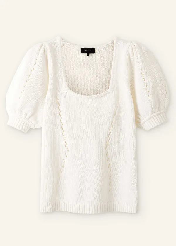 Discount ME+EM Chunky Cotton Fashioned Square Neck Tee Fresh White