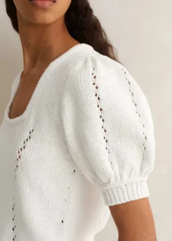 Discount ME+EM Chunky Cotton Fashioned Square Neck Tee Fresh White