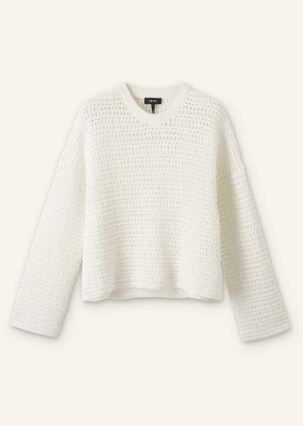 Outlet ME+EM Chunky Cotton Open Stitch Box Jumper Fresh White