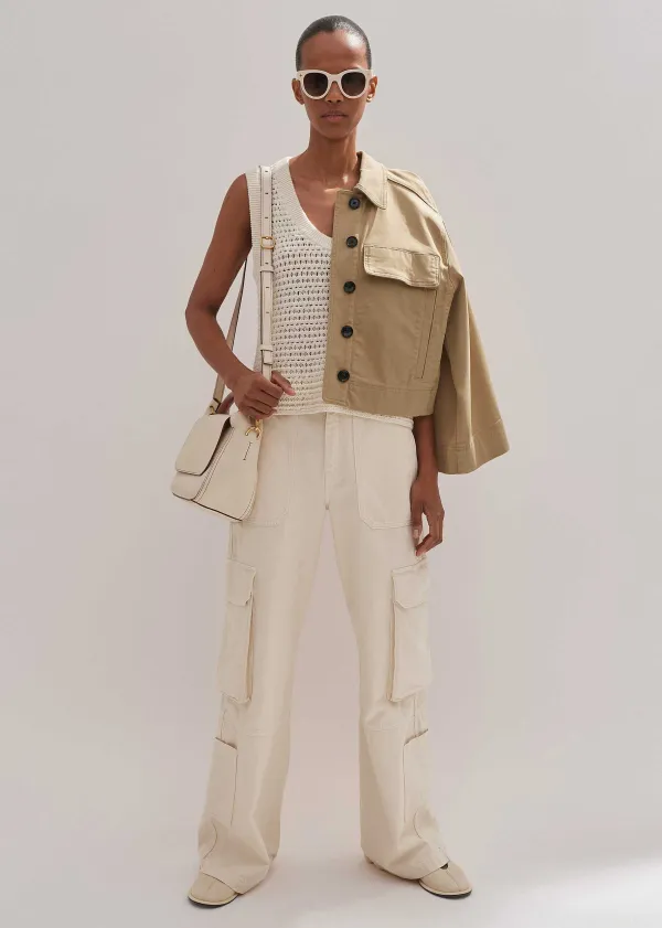 Best ME+EM Chunky Cotton Open Stitch Vest Cream