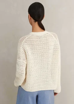 Best ME+EM Chunky Cotton Open Stitch Box Jumper Cream