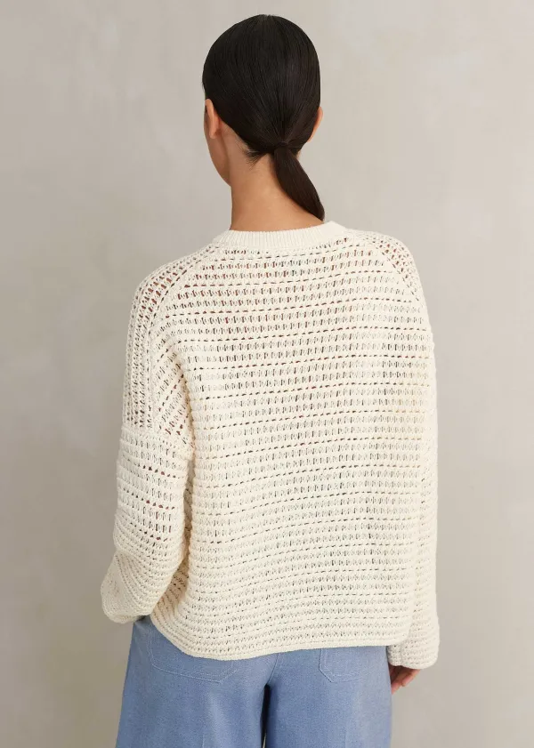 Best ME+EM Chunky Cotton Open Stitch Box Jumper Cream