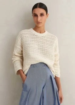 Best ME+EM Chunky Cotton Open Stitch Box Jumper Cream