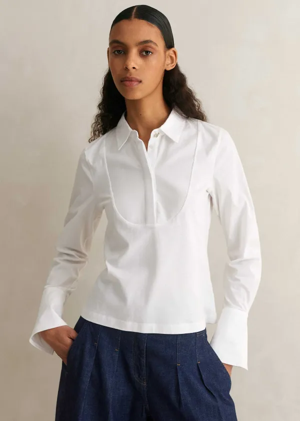 Sale ME+EM Classic Bib Detail Layering Shirt Fresh White