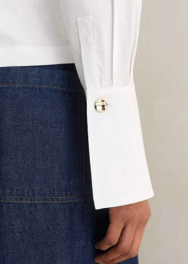 Sale ME+EM Classic Bib Detail Layering Shirt Fresh White