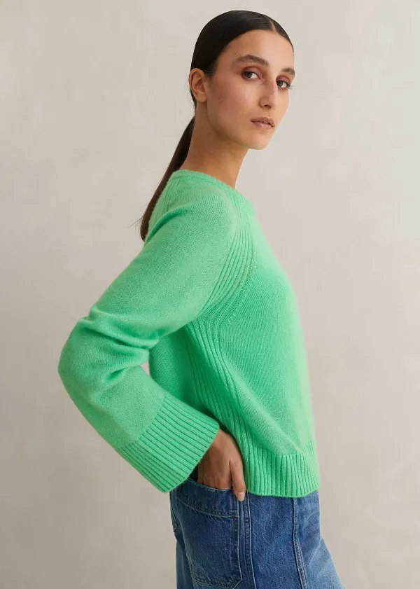 Best ME+EM Cloud-Soft Merino Cashmere Silk Cropped Box Jumper Hot Mint