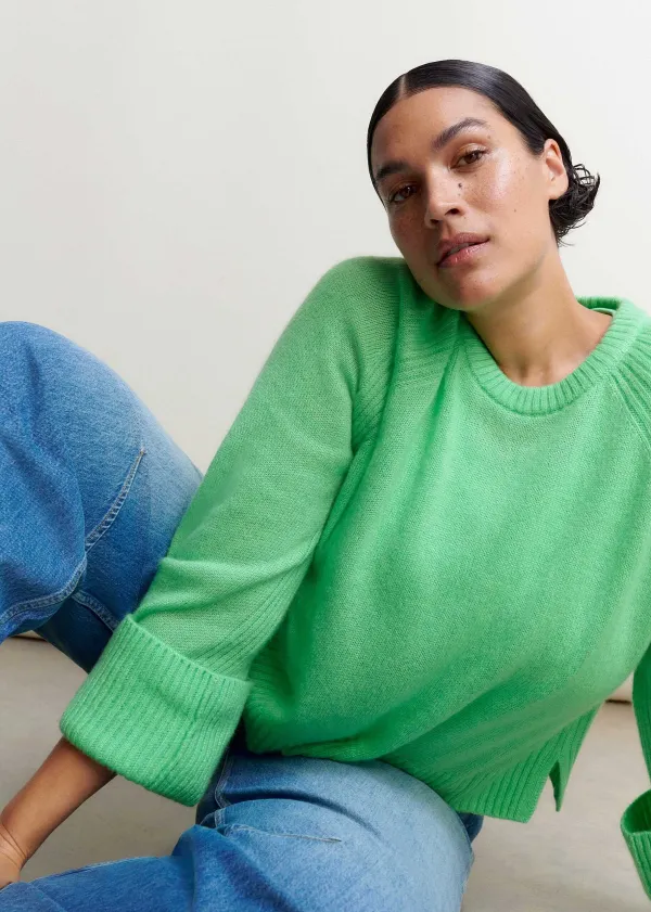 Best ME+EM Cloud-Soft Merino Cashmere Silk Cropped Box Jumper Hot Mint