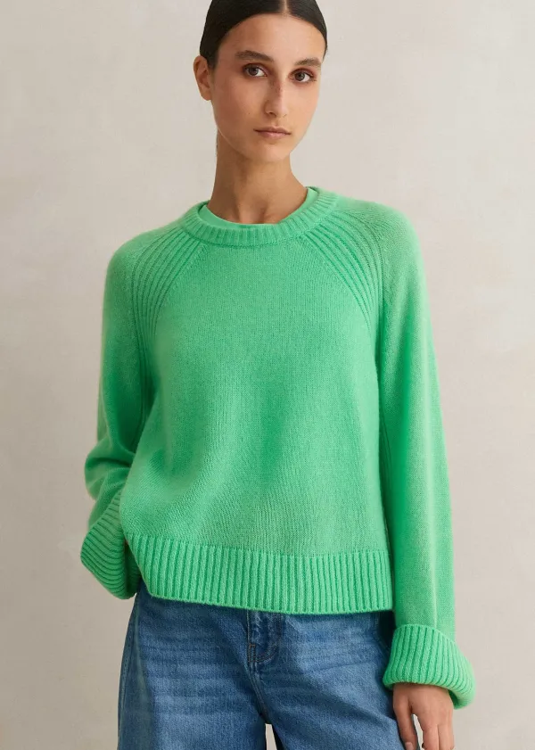 Best ME+EM Cloud-Soft Merino Cashmere Silk Cropped Box Jumper Hot Mint
