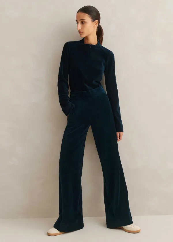 Clearance ME+EM Cord Velour Palazzo Pant Ink Blue