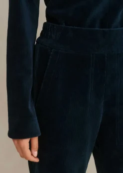 Clearance ME+EM Cord Velour Palazzo Pant Ink Blue