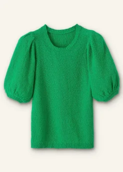 Hot ME+EM Cotton Boucl Pouf Sleeve Knit Tee Spring Green