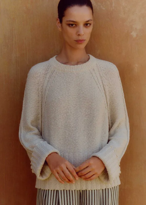 Clearance ME+EM Cotton Boucl Relaxed Jumper Natural Ecru
