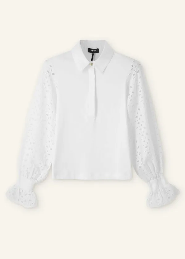 Best ME+EM Cotton Broderie Layering Shirt Fresh White