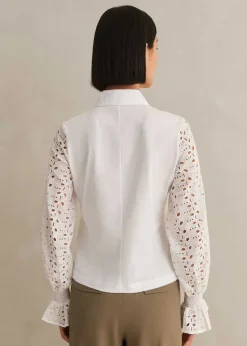 Best ME+EM Cotton Broderie Layering Shirt Fresh White