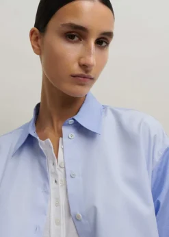 Sale ME+EM Cotton Colour Block Oversized Shirt Blue