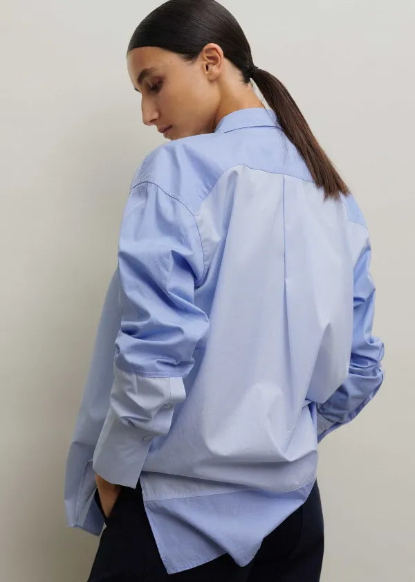 Sale ME+EM Cotton Colour Block Oversized Shirt Blue