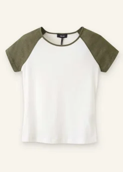 Online ME+EM Cotton Contrast Baseball Tee Cream/Khaki