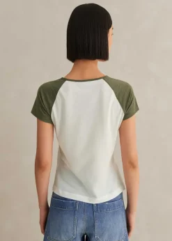 Online ME+EM Cotton Contrast Baseball Tee Cream/Khaki