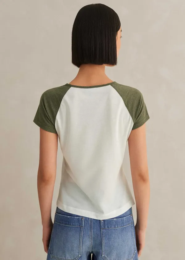 Online ME+EM Cotton Contrast Baseball Tee Cream/Khaki