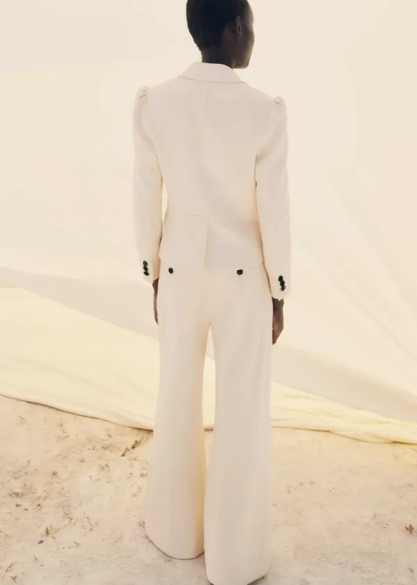 Sale ME+EM Cotton Herringbone Wide-Leg Trouser Suit Neutrals