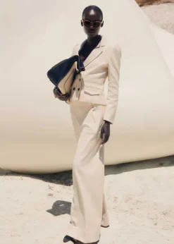 Sale ME+EM Cotton Herringbone Wide-Leg Trouser Suit Neutrals