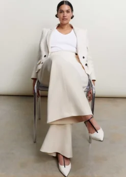 Sale ME+EM Cotton Herringbone Wide-Leg Trouser Suit Neutrals