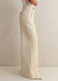 Discount ME+EM Cotton Herringbone Wide-Leg Trouser Ecru