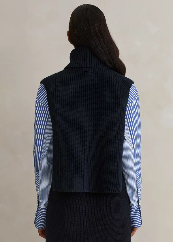 New ME+EM Cotton Merino Rib Layering Vest + Snood Navy