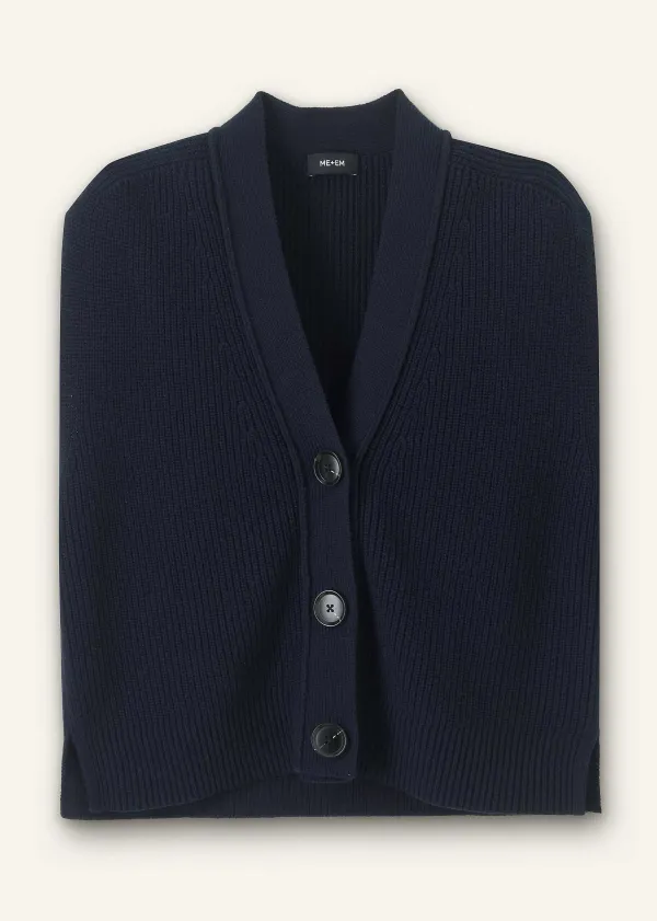 ME+EM Cotton Merino Rib Relaxed Buttoned Vest Navy