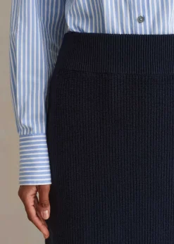 Best ME+EM Cotton Merino Rib Straight Maxi Skirt Navy