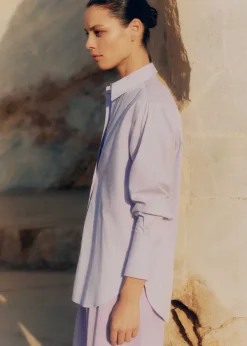 New ME+EM Cotton Oversized Boyfriend Shirt Lilac