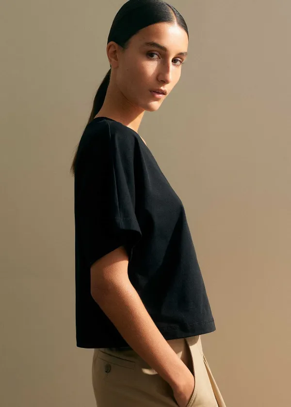 ME+EM Cotton Oversized Crop Tee Black