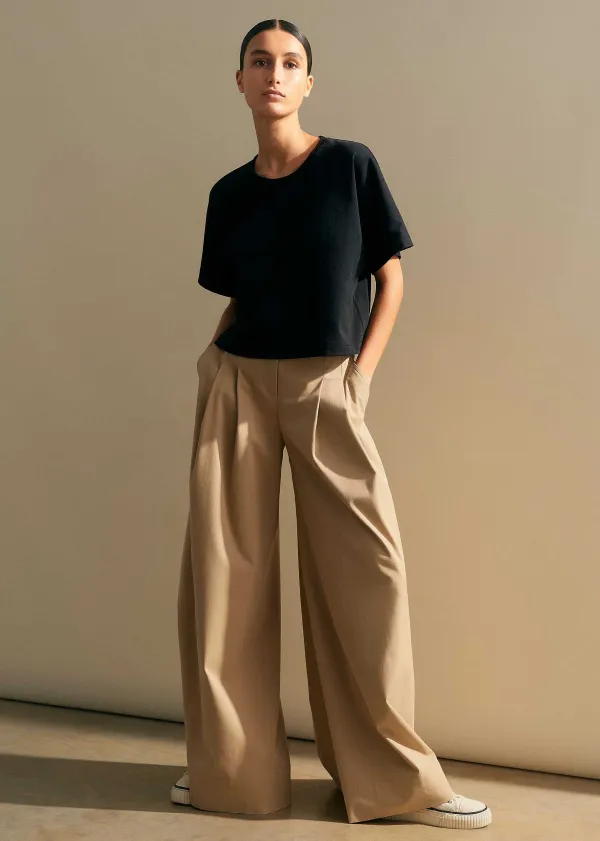 ME+EM Cotton Oversized Crop Tee Black