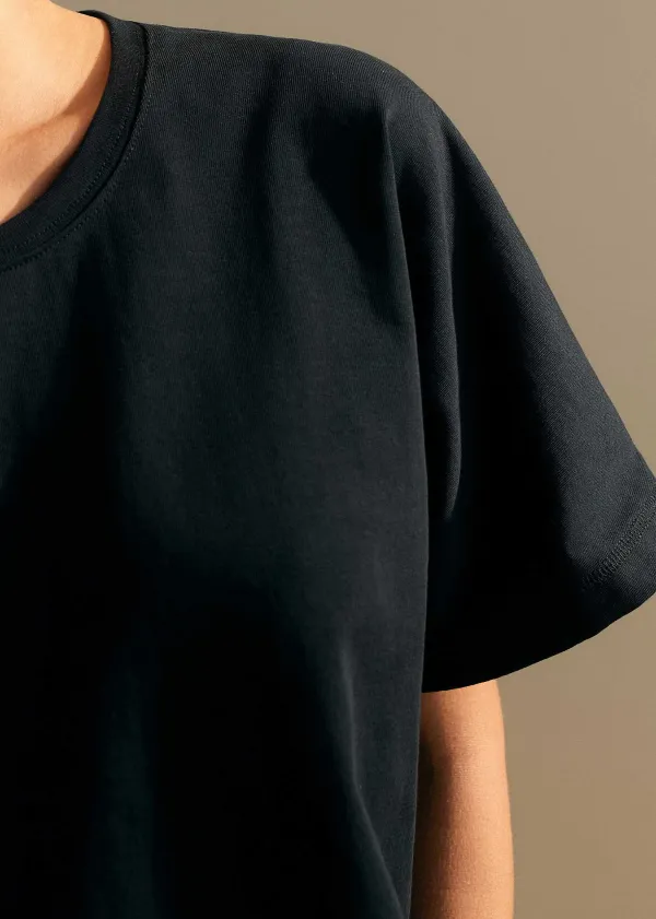 ME+EM Cotton Oversized Crop Tee Black