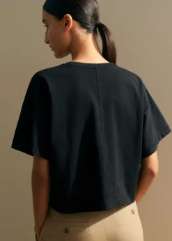 ME+EM Cotton Oversized Crop Tee Black